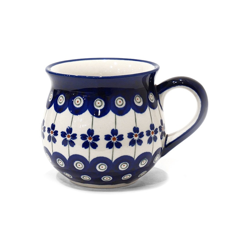 ポーランド陶器　ポーリッシュポタリー 「ボレスワヴィエツ」 マグカップ（約220cc）　GU1452-166A　ピーコック/さくら柄