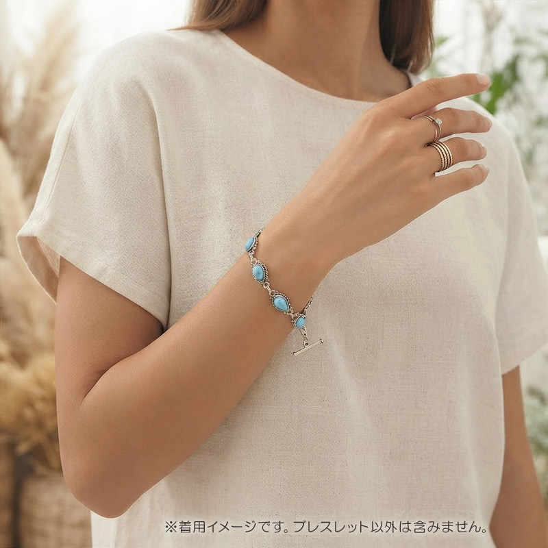 天然石シルバーブレスレット　ラリマー　JSV-BS-LM