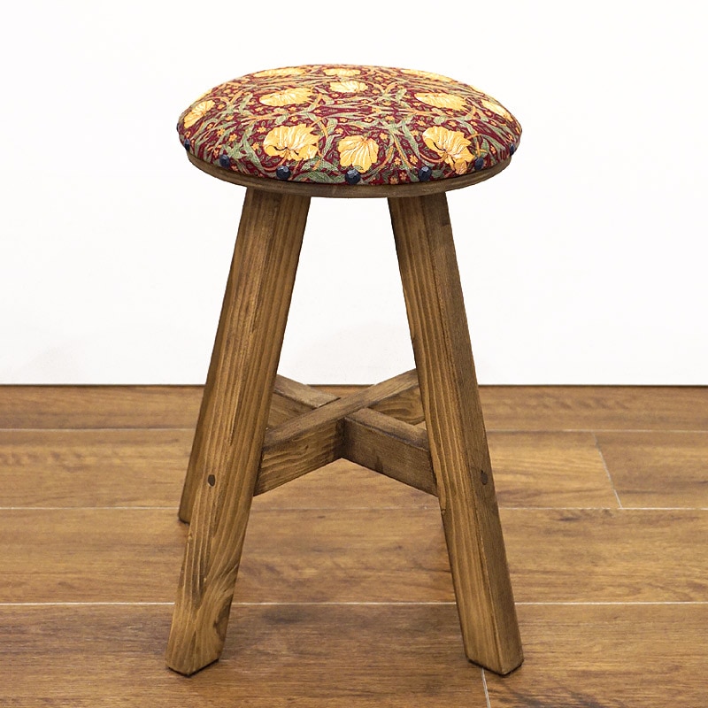 Morris Collection まんまるスツール(H45cm)　ピンパーネル/レッド　ST45-PPRD