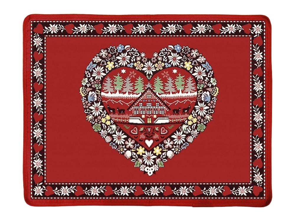 フランス製ジャカード織プレースマット◆FLM-PLG-RD ラプラーニュ/レッド