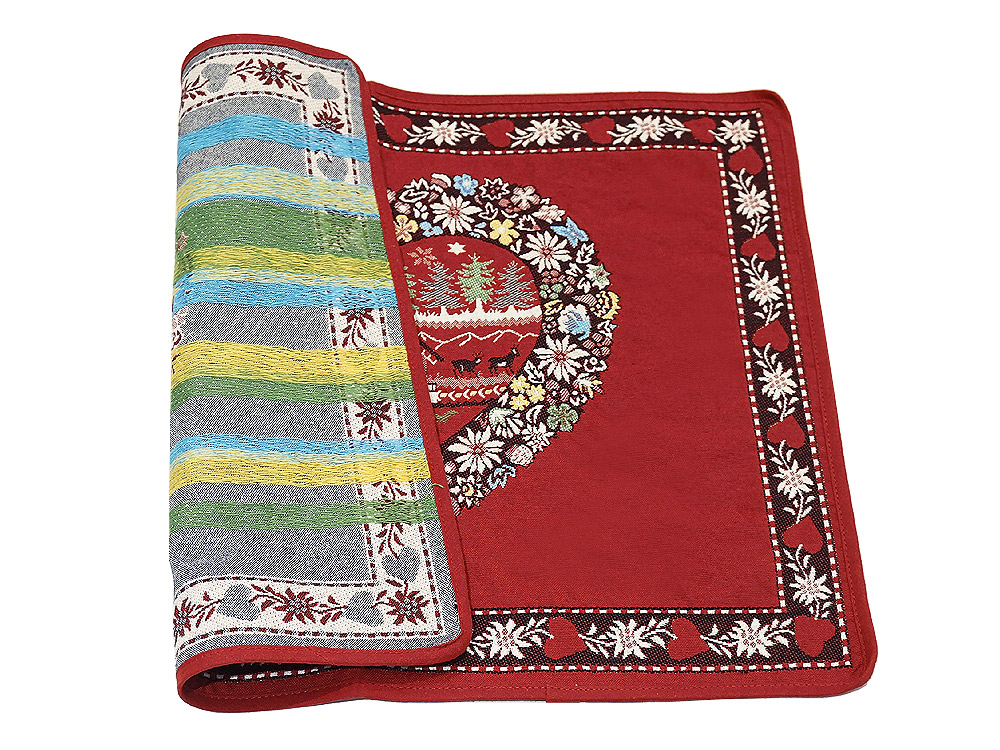 フランス製ジャカード織プレースマット◆FLM-PLG-RD ラプラーニュ/レッド