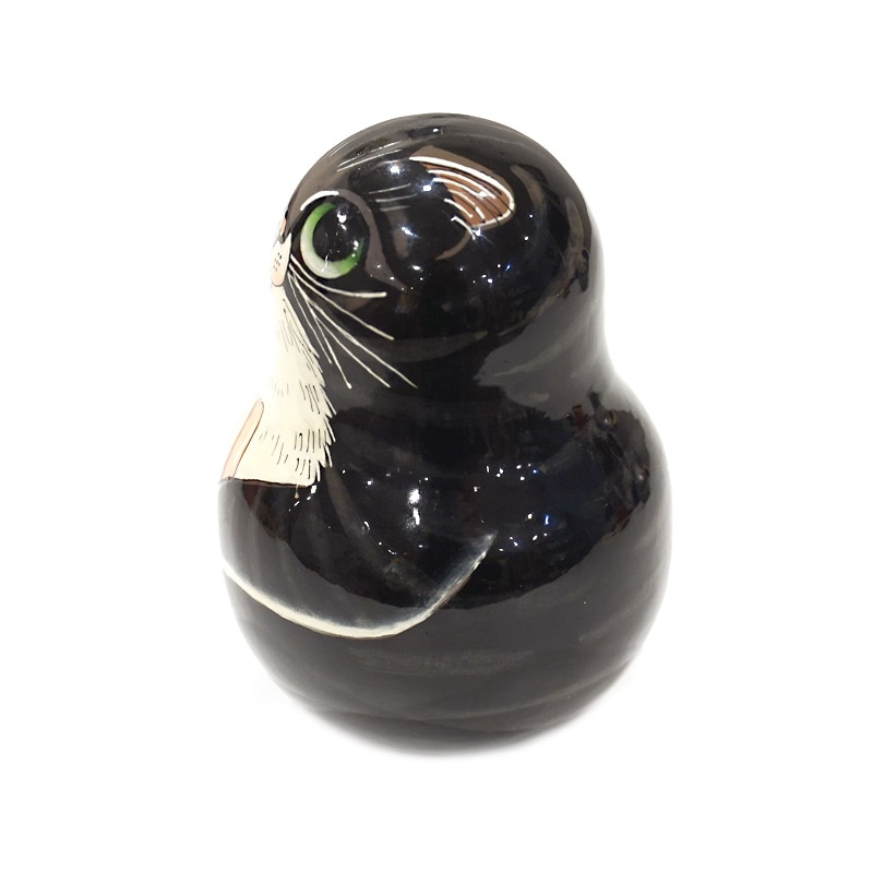 ロシア ホワイトナイツ工房 起き上がりこぼし ネコ/黒 MAT-095