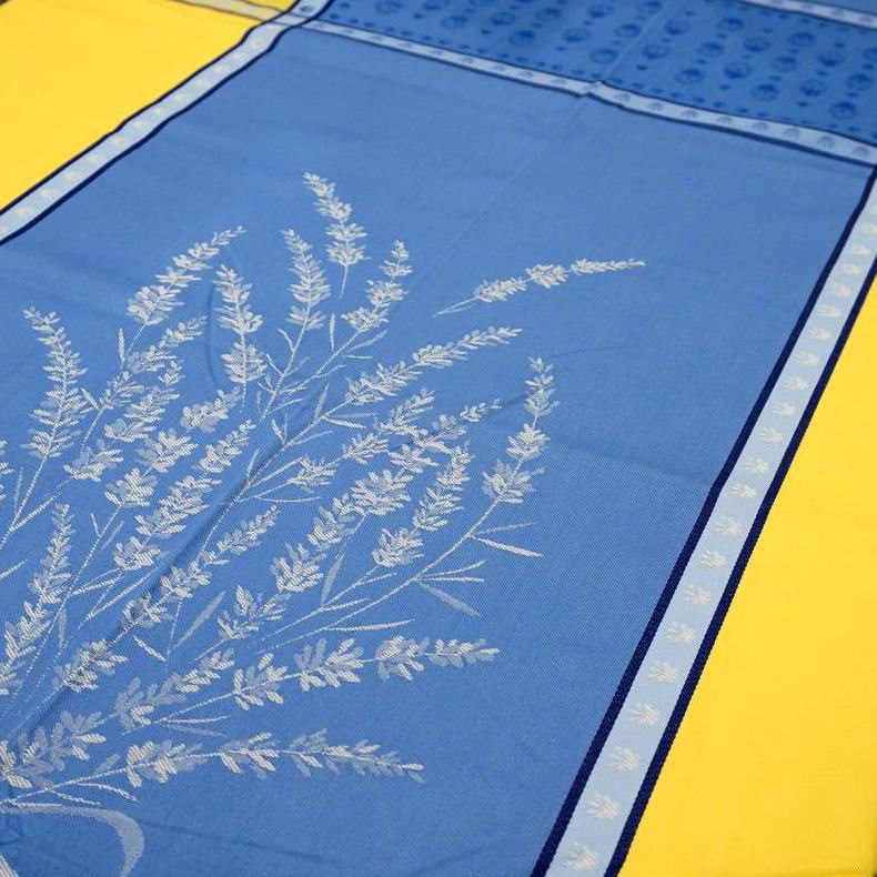 フランス製 ジャカード織　撥水テーブルクロス☆ グリニャン/イエロー 160x160cmサイズ F160160-GRGN-YL