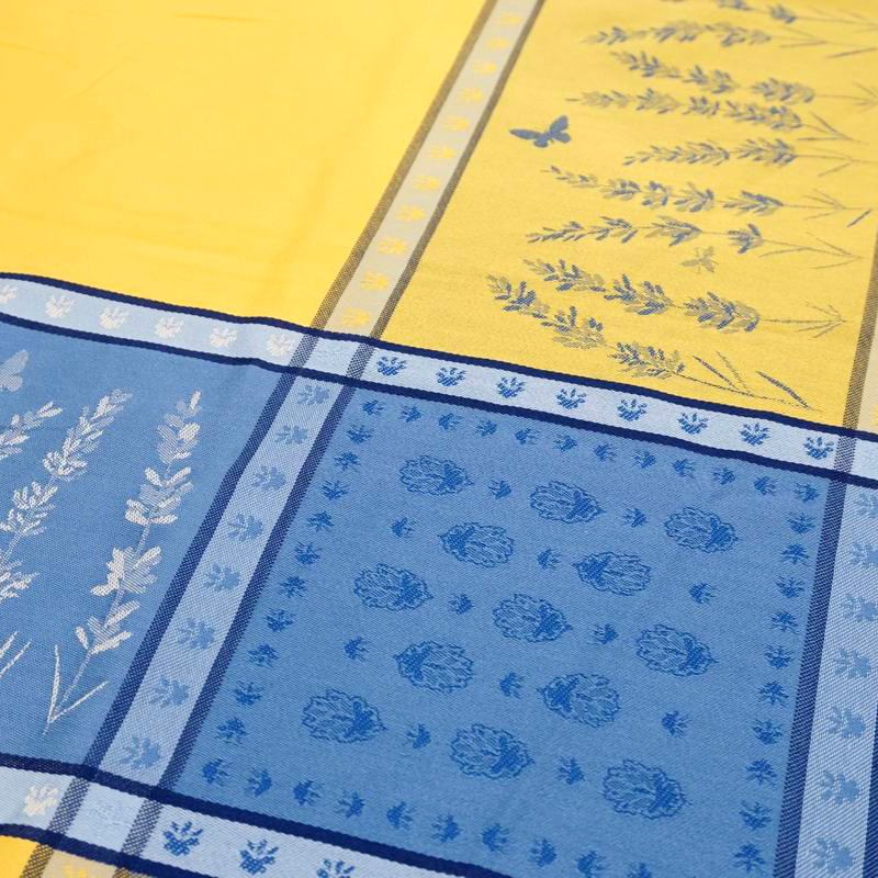 フランス製 ジャカード織　撥水テーブルクロス☆ グリニャン/イエロー 160x160cmサイズ F160160-GRGN-YL