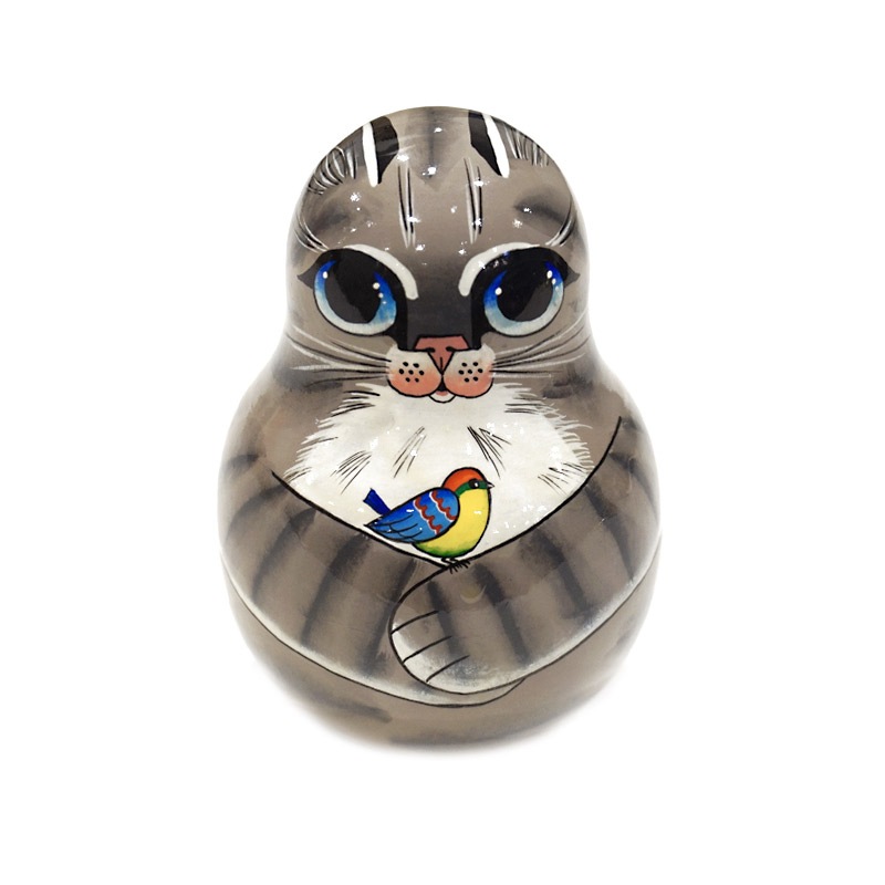 ロシア ホワイトナイツ工房 起き上がりこぼし ネコ/茶 MAT-094