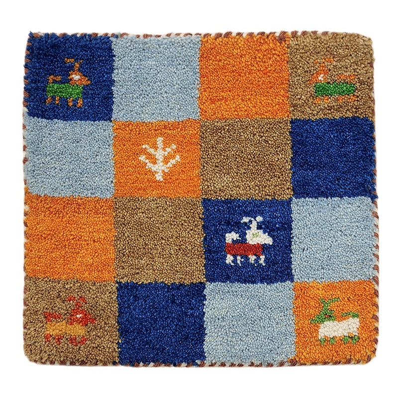 インド手織りギャッベ　GBI40-006　座布団サイズ　約41×41cm