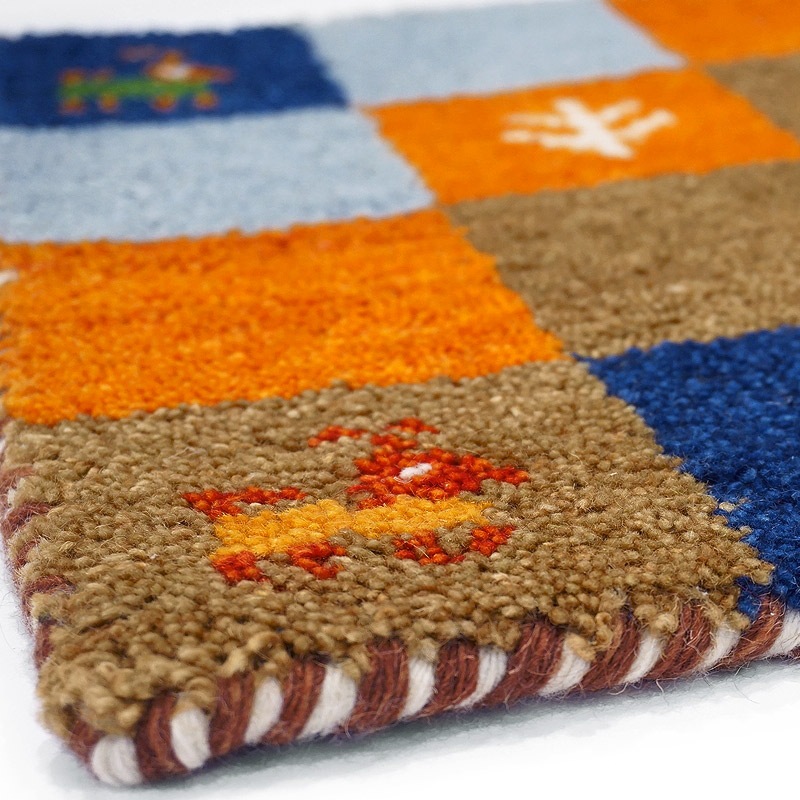 インド手織りギャッベ　GBI40-006　座布団サイズ　約41×41cm