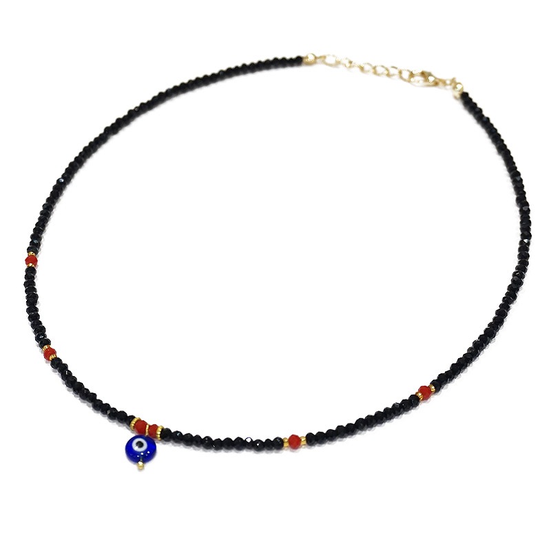 ナザールボンジュウ　トルコのお守り　ビーズネックレス/ブラック　N-P14482BK