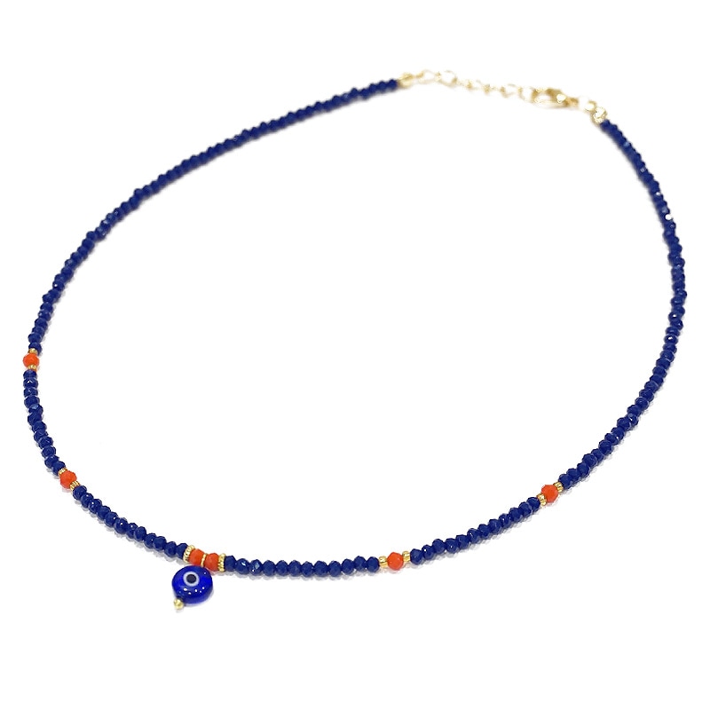 ナザールボンジュウ トルコのお守り ビーズネックレス/ネイビー N