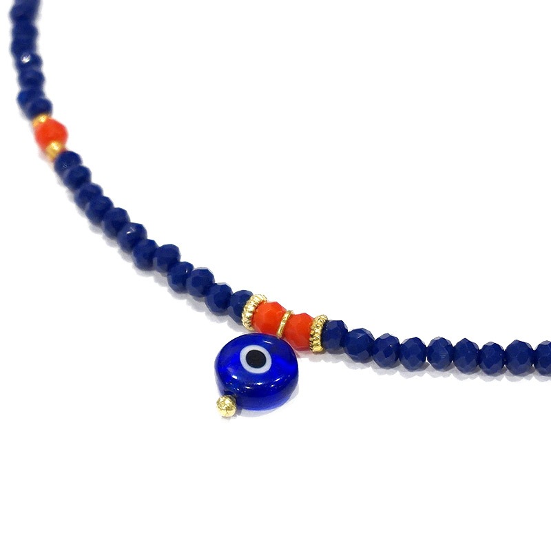 ナザールボンジュウ トルコのお守り ビーズネックレス/ネイビー N