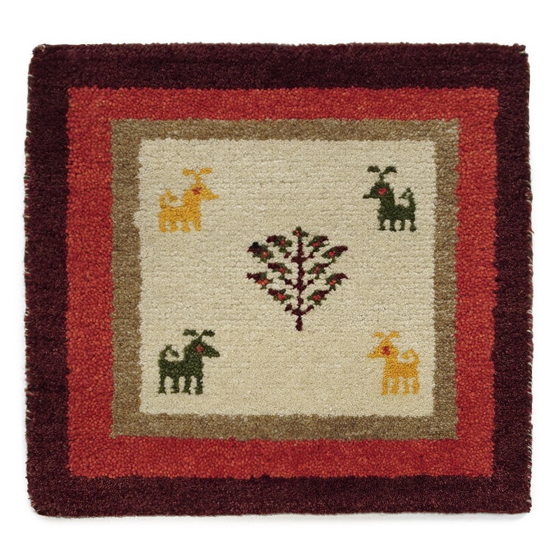 インド手織りギャッベ　GBI40-007　座布団サイズ　約40.5×39.5cm