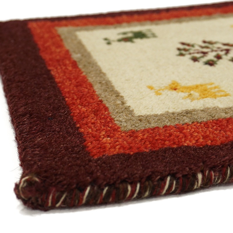 インド手織りギャッベ　GBI40-007　座布団サイズ　約40.5×39.5cm