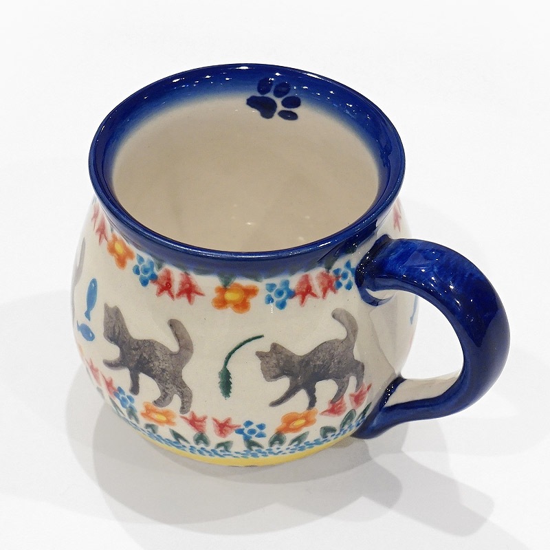ポーランド陶器　ポーリッシュポタリー 「VENA」 マグカップ（約220ml） V337-U731　子猫柄