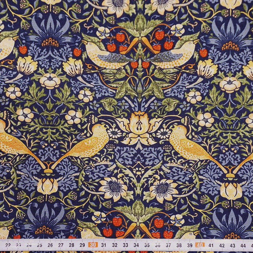 Morris Collection いちご泥棒 トートバッグ 横長Sサイズ/ネイビー　MB-TTW-S-STNV