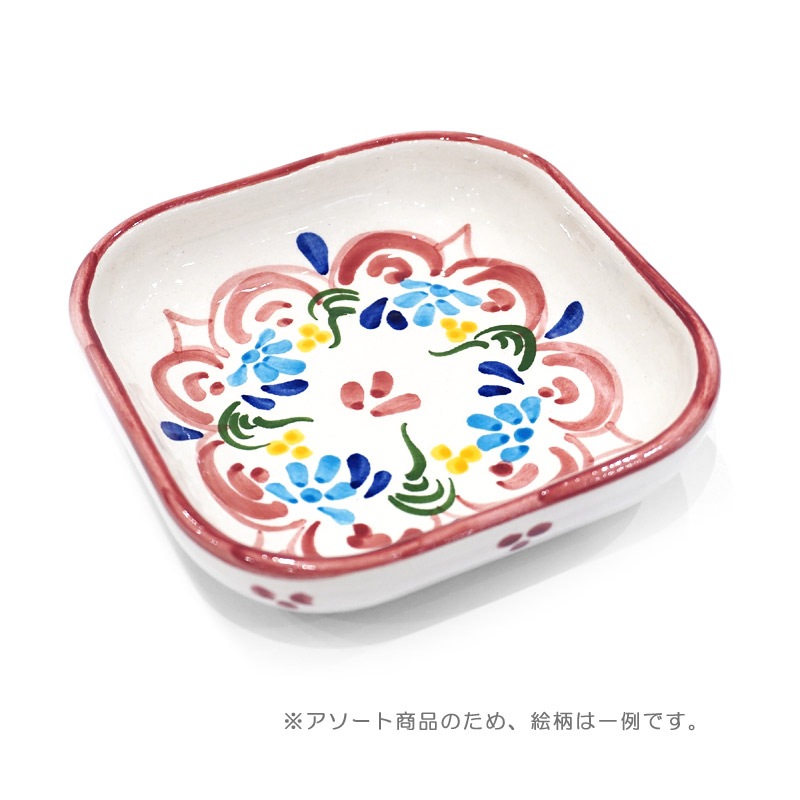 スペイン陶器　SP-612R　角皿/ピンク