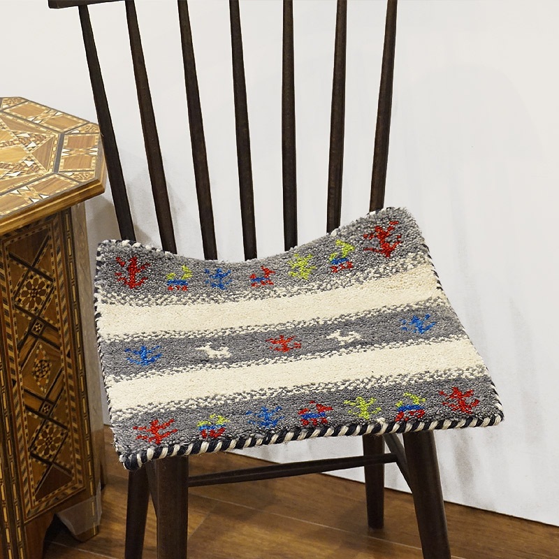 インド手織りギャッベ GBI40-005 座布団サイズ 約40×41cm | インテリア
