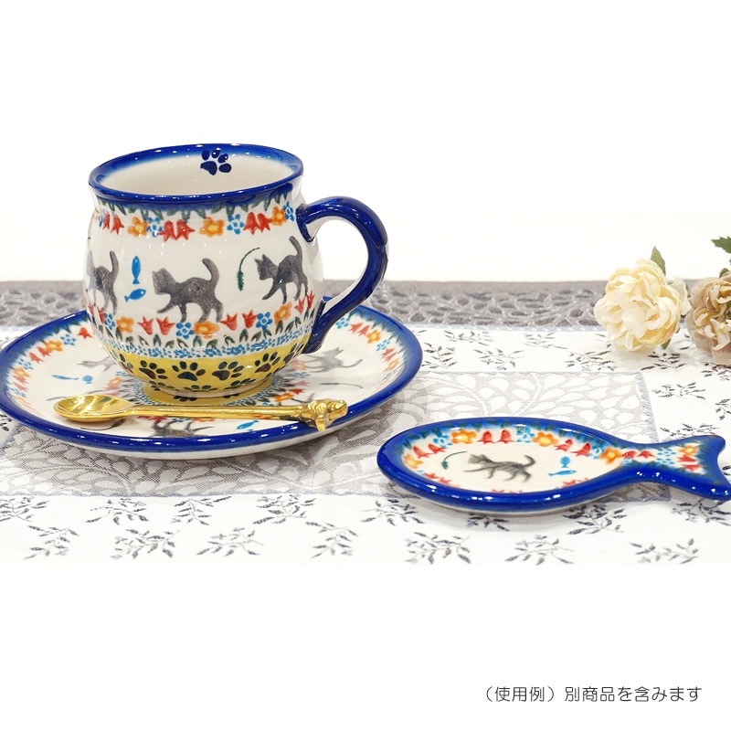 ポーランド陶器　ポーリッシュポタリー 「VENA」 マグカップ大（約340ml） V352-U731　子猫柄