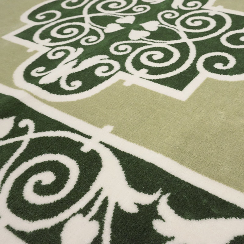 フランス モケット織マット 90×60cm　ユージェニー/グリーン　FRG60-EUGN-GR