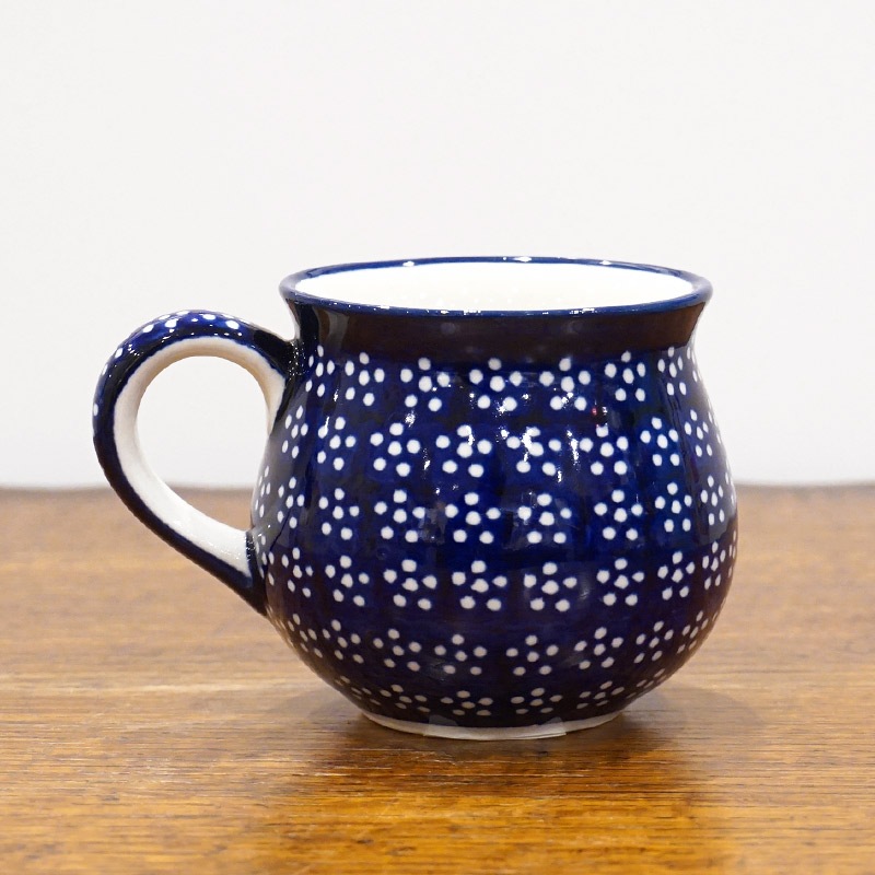 ポーランド陶器　ポーリッシュポタリー 「ボレスワヴィエツ」 マグカップ（約220cc）GU1452-226A　藍地×白小花