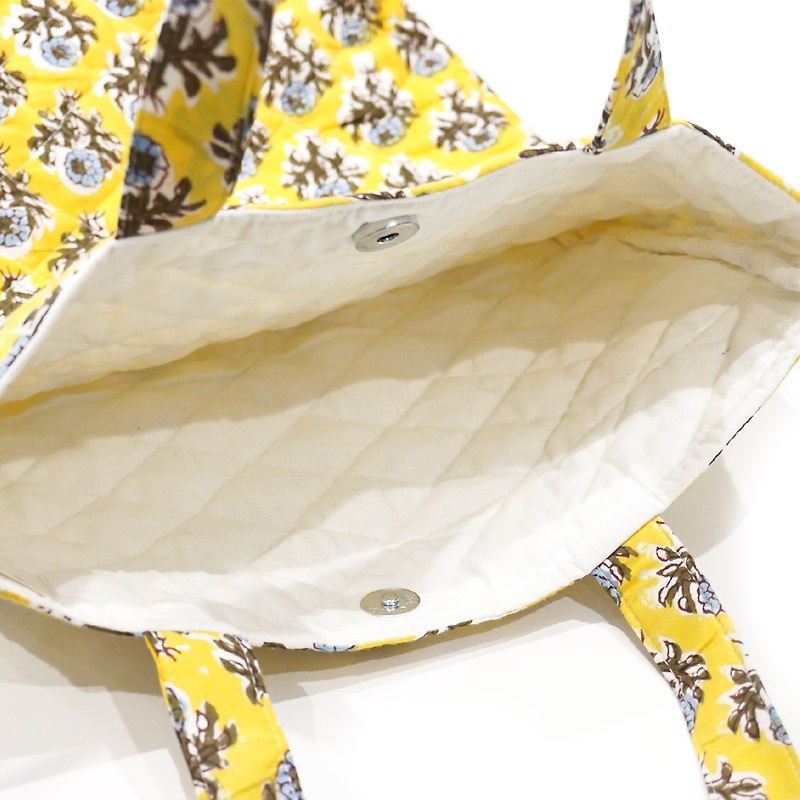 ブロックプリント キルティングトートバッグ/イエロー IBP-TOTE-YL