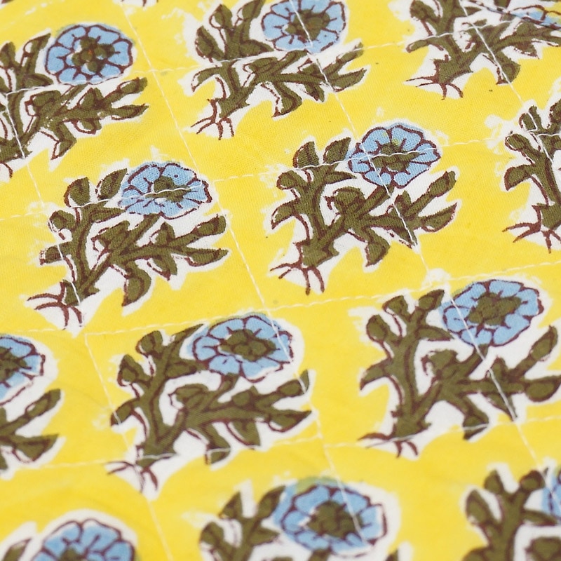 ブロックプリント キルティングトートバッグ/イエロー IBP-TOTE-YL