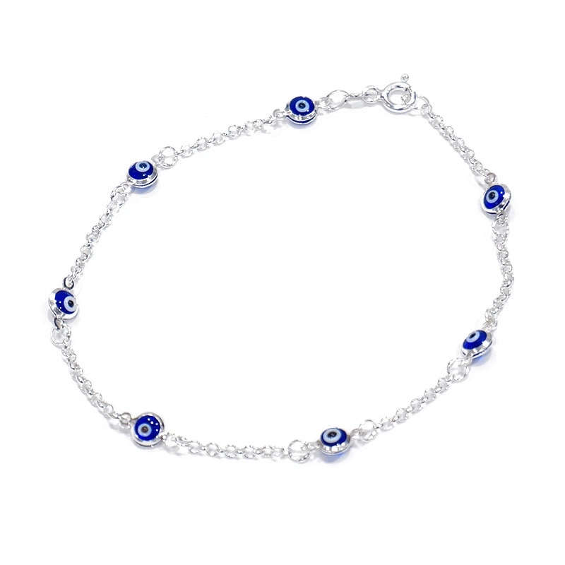 ナザールボンジュウ　トルコのお守り　シルバーブレスレット　N-BS6121N　ネイビー目玉