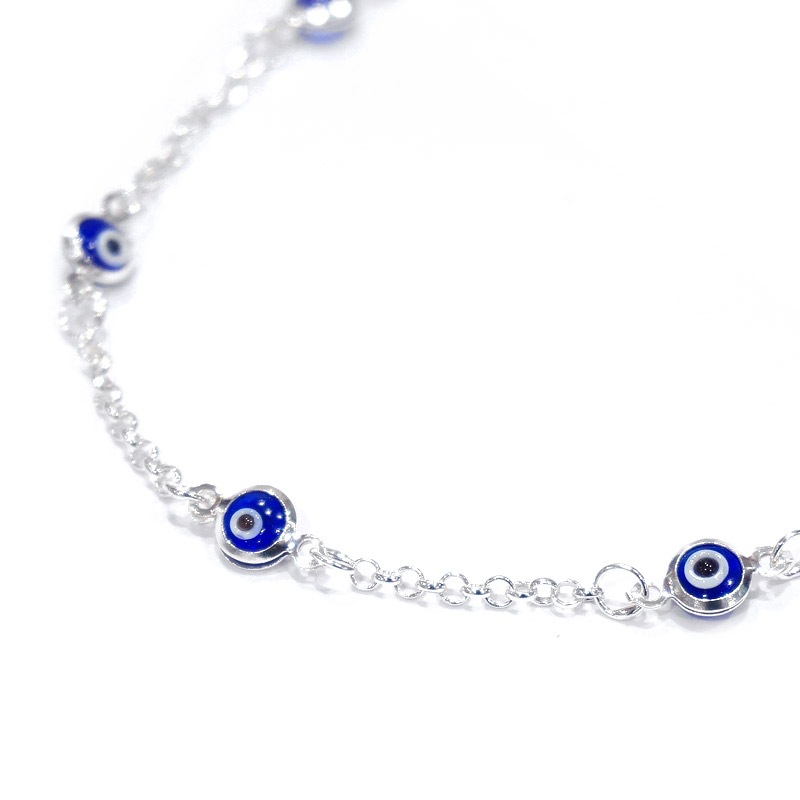 ナザールボンジュウ　トルコのお守り　シルバーブレスレット　N-BS6121N　ネイビー目玉