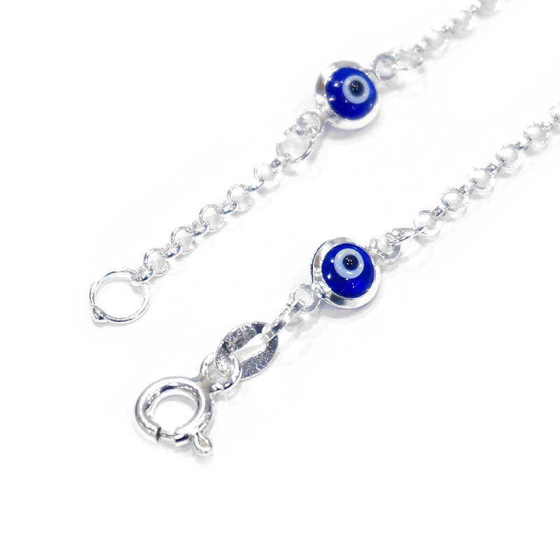 ナザールボンジュウ　トルコのお守り　シルバーブレスレット　N-BS6121N　ネイビー目玉