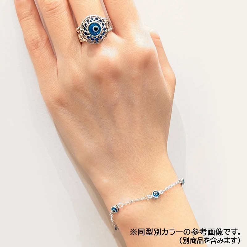 ナザールボンジュウ　トルコのお守り　シルバーブレスレット　N-BS6121N　ネイビー目玉