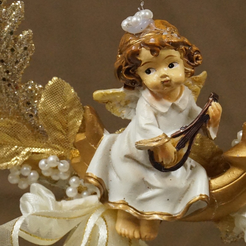 オーストリア製　ザルツブルグ　未使用品のクリスマステーブルリボン素敵過ぎます！大 ザルツブルグのクリスマス飾り 天使のリース リング/マンドリン RSP