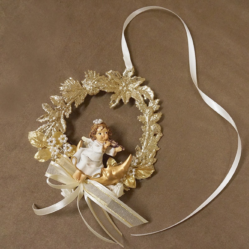 天使のタッセル&クリスマスリボン付き☆クラシカルなクリスマスリース