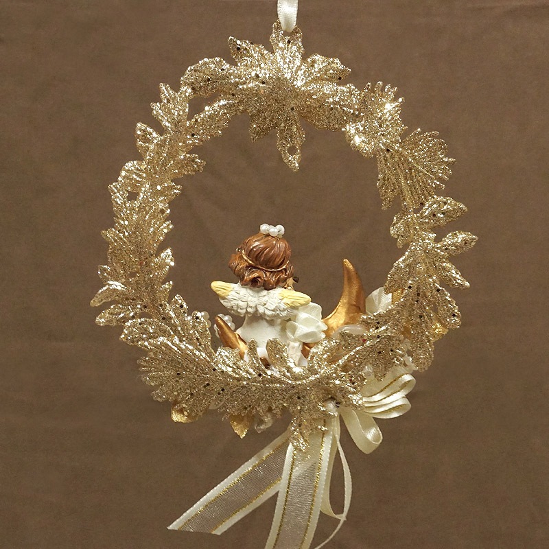 おまとめにつき移行。古い天使のリース ザルツブルグのクリスマス飾り 天使のリース リング/フルート
