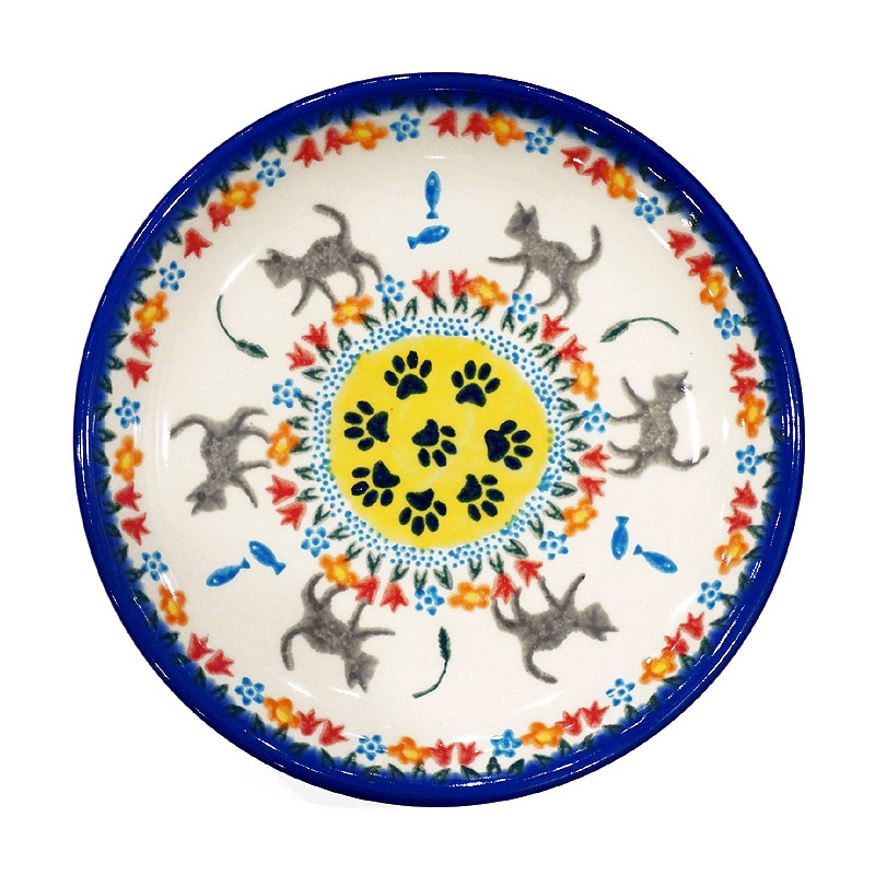 ポーランド陶器　ポーリッシュポタリー 「VENA」 プレート17cm　V195-U731　子猫柄