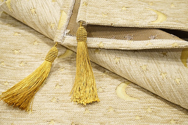 トルコ製マルチカバー(ベッドカバー)◆シングルサイズ◆MC-S-AY3CR　月と星/クリーム