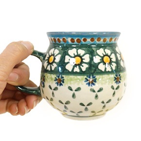 ポーランド陶器　ポーリッシュポタリー　「WIZA」 マグカップ　（約230cc）　W101-25A　カモミール柄