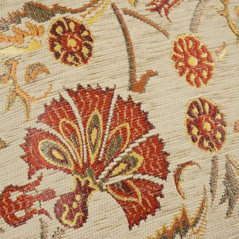 シェニールクッションカバー　CC-LK2CR　ラーレ＆カランフィル柄/ベージュ（40～45cm角対応サイズ）