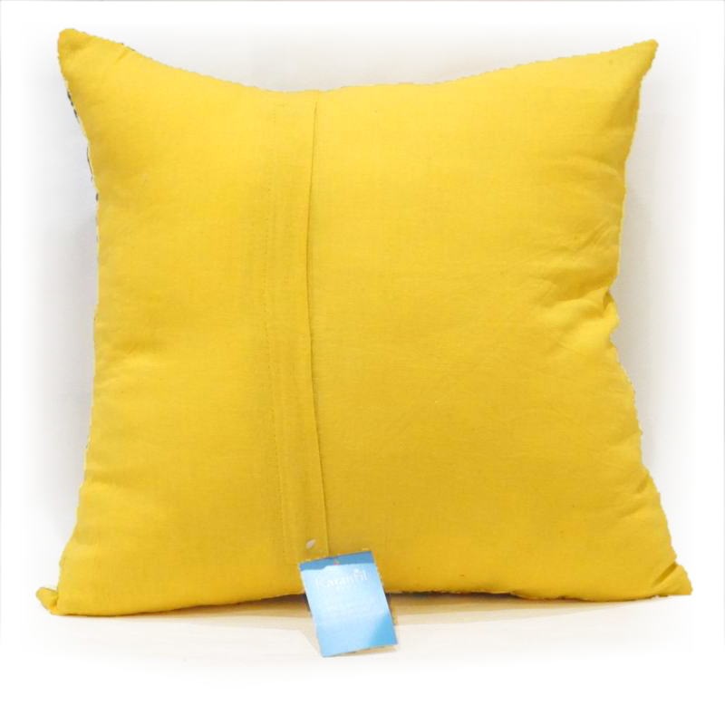 インド製「カンタキルト」クッションカバー◇ペイズリー/イエロー KCC