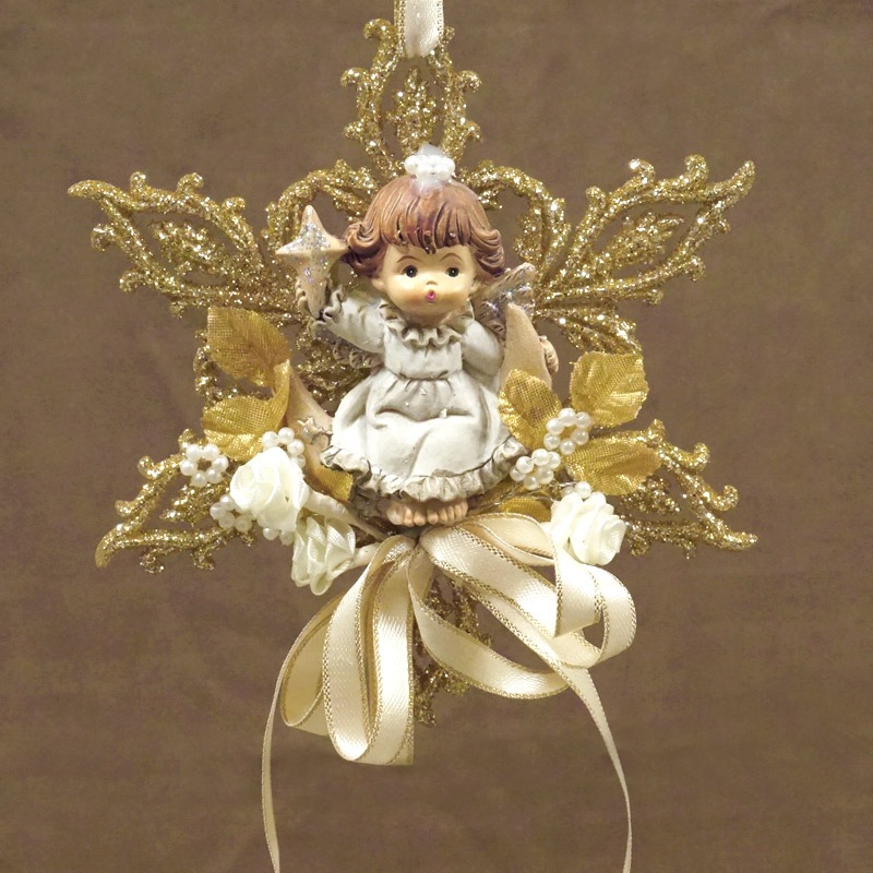 ザルツブルグのクリスマス飾り 天使のオーナメント 雪の結晶/十字架