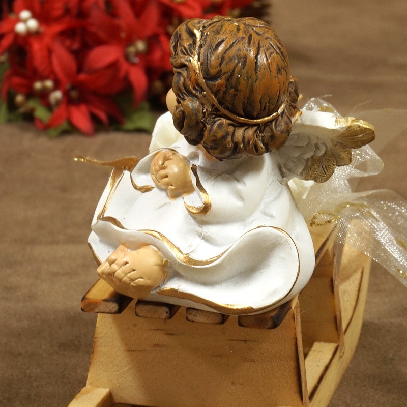 ザルツブルグのクリスマス飾り そり(ホワイトローズ) 天使/ふりむき