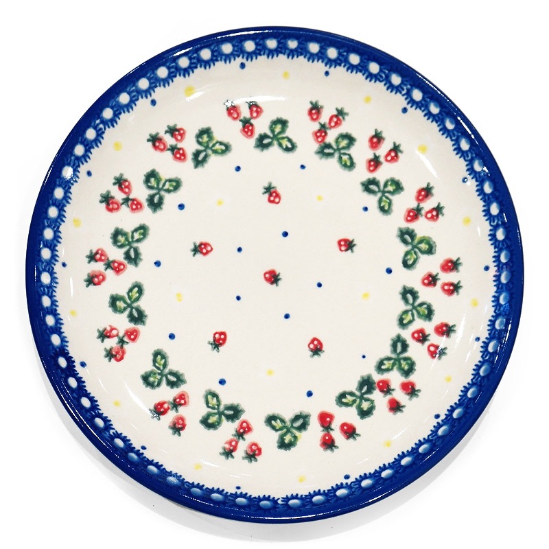 ポーランド陶器　ポーリッシュポタリー 「VENA」 プレート19cm　V132-B264　いちご柄