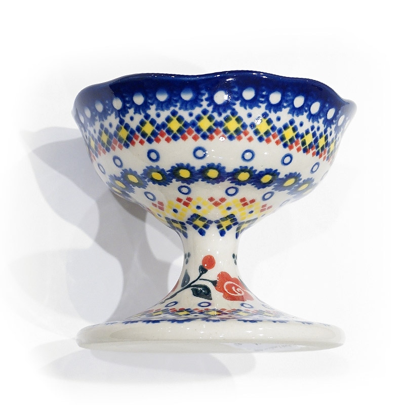 ポーランド陶器　ポーリッシュポタリー 「VENA」 デザートボウル　V528-U504　ローズ