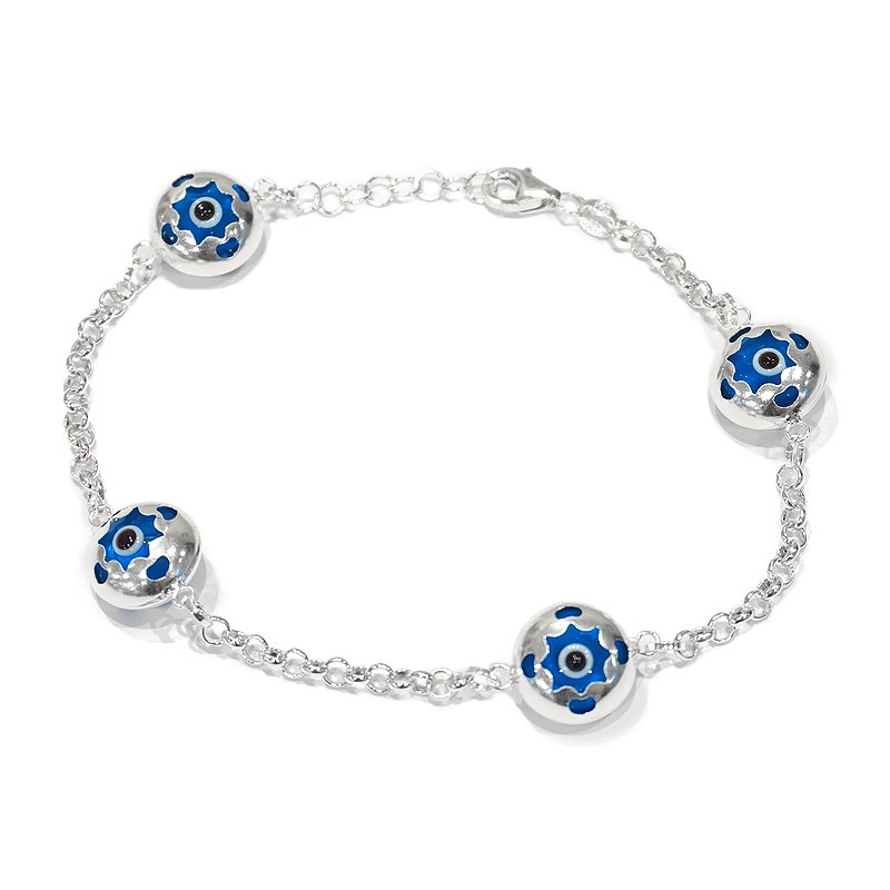 ナザールボンジュウ　トルコのお守り　シルバーブレスレット　N-BS3408B