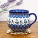 ポーランド陶器　ポーリッシュポタリー 「VENA」 マグカップ大（約340cc） V352-U006　ブルーフラワー柄