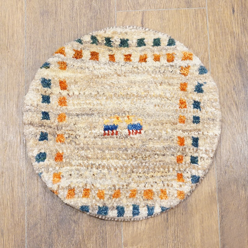 手織りギャッベ　円形座布団サイズ(約38cm)　GB40R-123