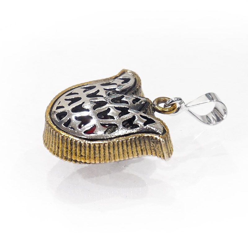 トルコ　アンティーク調　ペンダントトップ　SV-N-OT-RB2　ラーレ/ルビーレッド