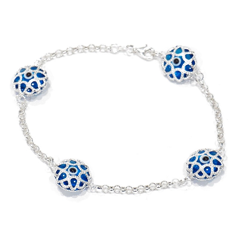 ナザールボンジュウ　トルコのお守り　シルバーブレスレット　N-BS3401B