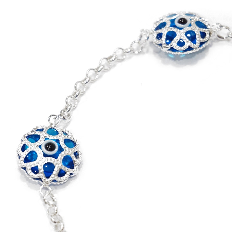ナザールボンジュウ　トルコのお守り　シルバーブレスレット　N-BS3401B