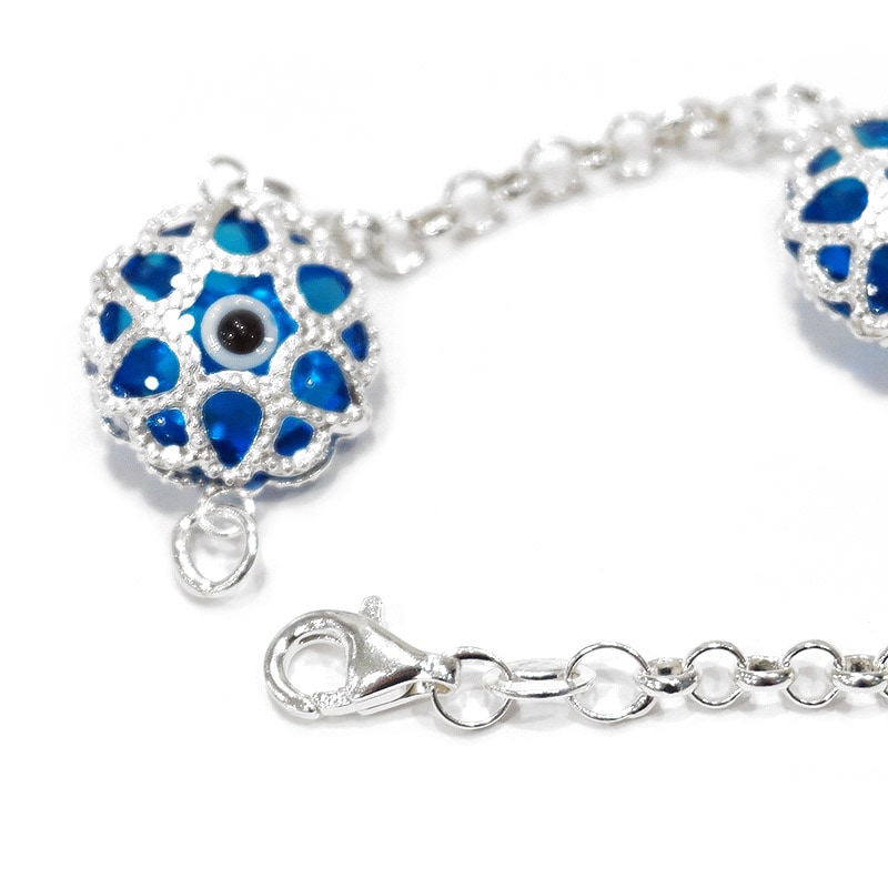 ナザールボンジュウ　トルコのお守り　シルバーブレスレット　N-BS3401B