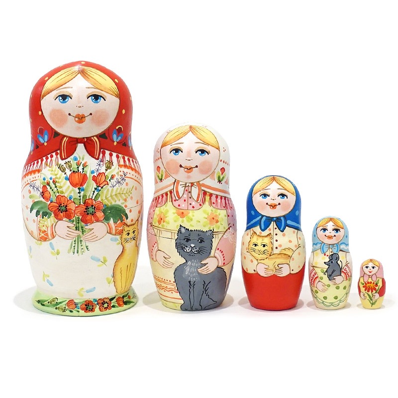 雑貨☆マトリョーシカ(5P)『Favorite Toys』エレナ最新作 雑貨☆民族衣装マトリョーシカ5Pウサギ エレナ新作 ウクライナ雑貨