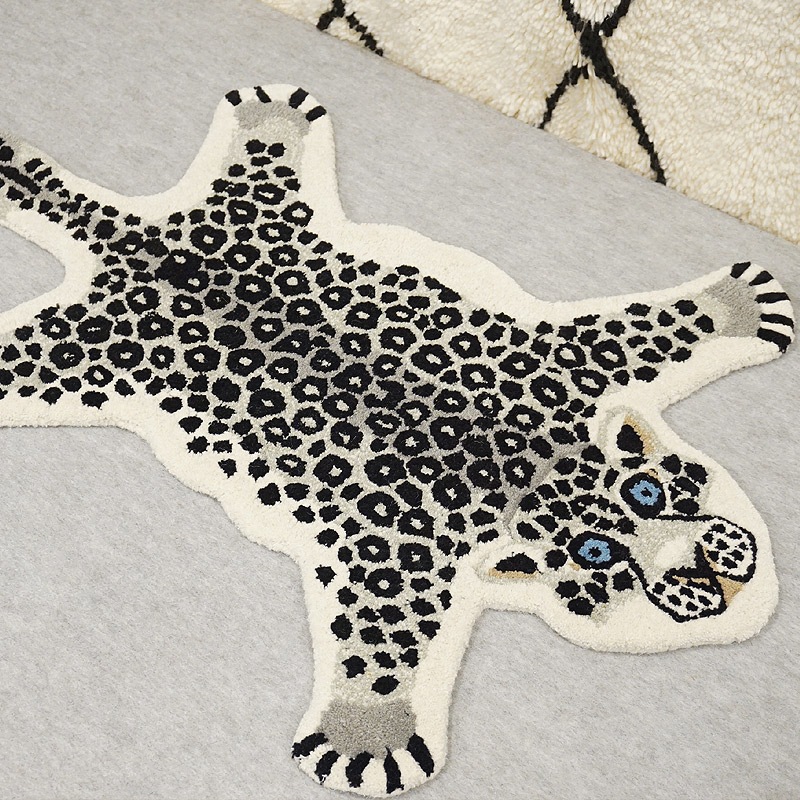 アニマルラグ　約90×60cm　シロヒョウ　ARG-AN13